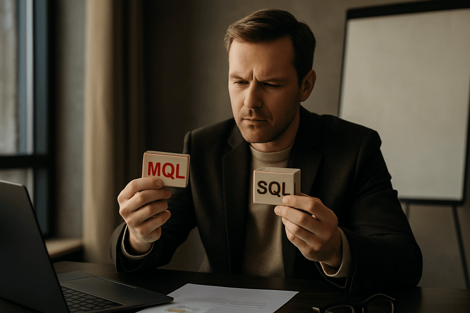 Схема воронки с делением контактов на лиды, MQL и SQL на экране CRM